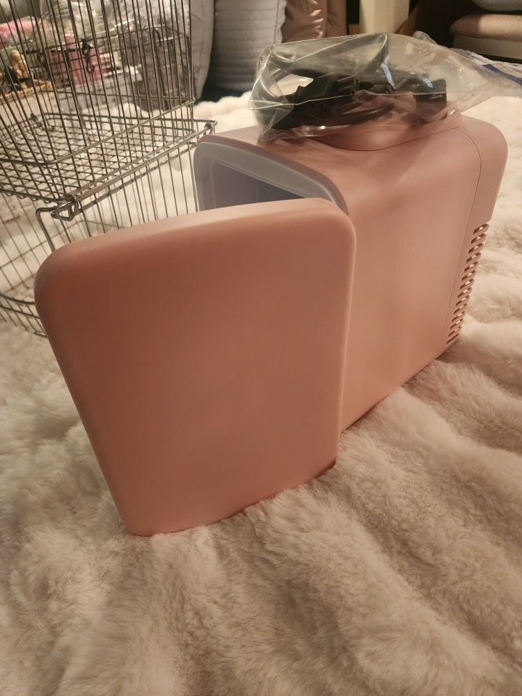 Mini Fridge Pink For Personal Use, Cast, Bedroom And Wire Rack Storage Stackable Bins