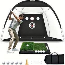Brand new in box Golf Net: 10x7FT Practice Net with Mat – for Chipping, Swing & Driving Practice –Golf Nets for Backyard, Indoor & Outdoor Use – Ideal