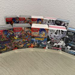 Pokemon Booster Bundle Lot Phantasmal Flames/White Flare/Black Bolt/Mega Evolution/Surging Sparks