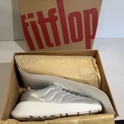 Fitflop F-mode t-toe, Metallic Silver, Size 8