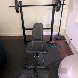 Small weight bench and weights