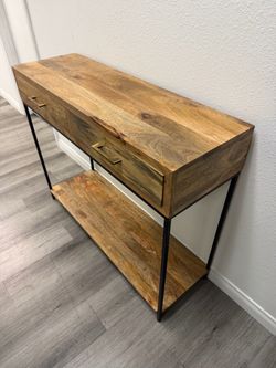 Wood and Metal Console Table with Drawers