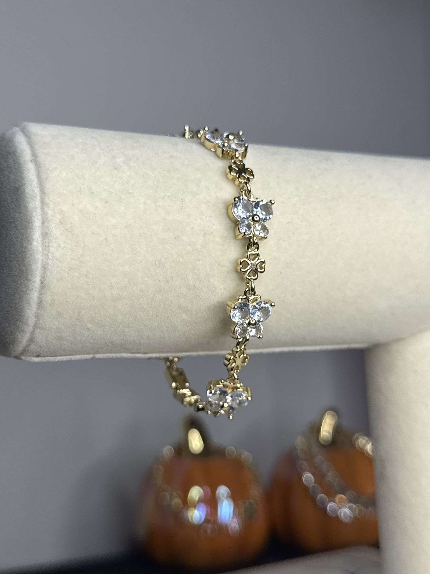 7.5” Butterfly Four Leaf Clover Gold Filled Bracelet