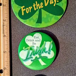 Irish For The Day Saint Patrick's Holiday Vintage Collectible Lapel Pin Button Pinback Lot Of 3 A-1