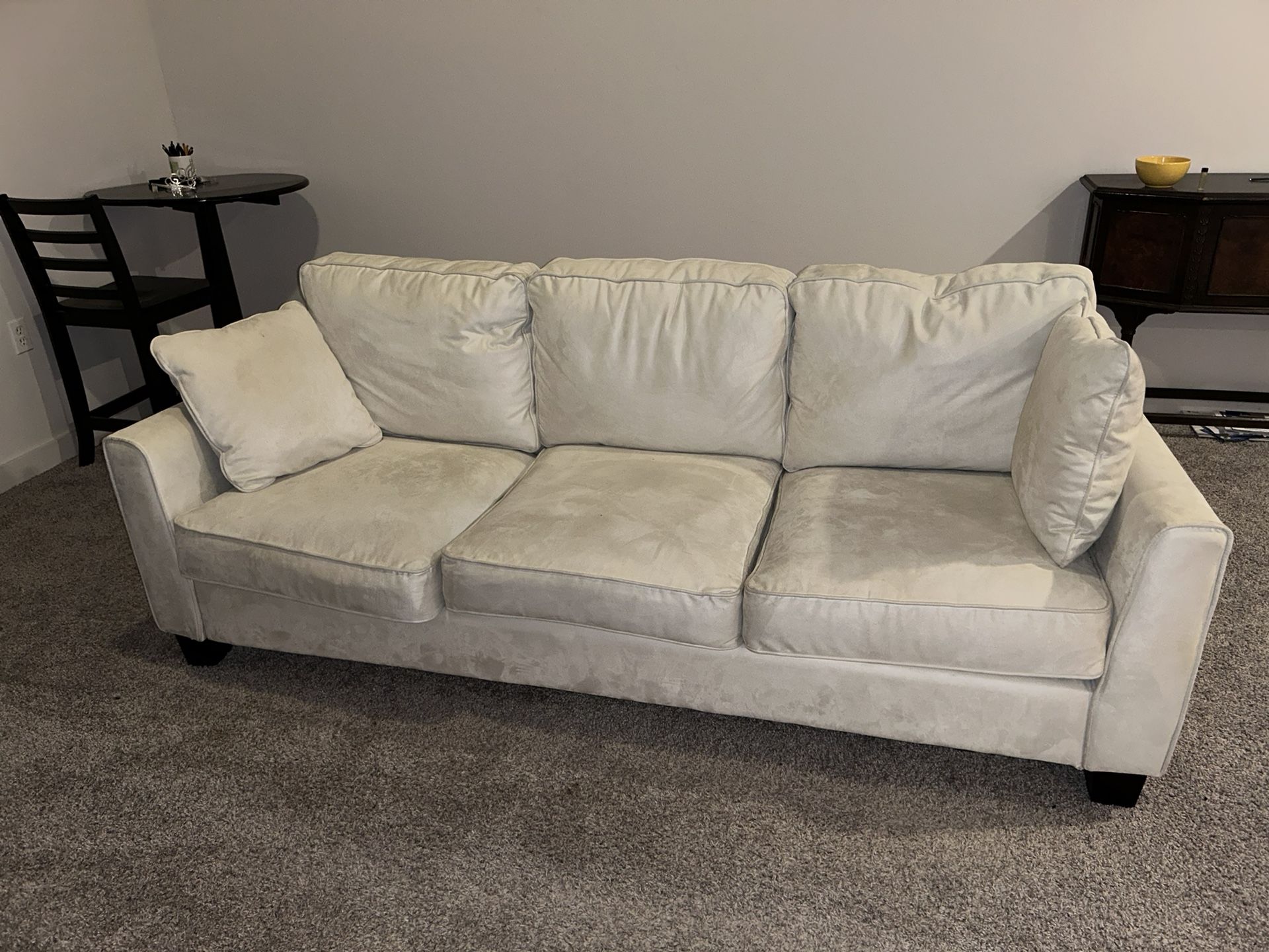 Suede Couch and pillows