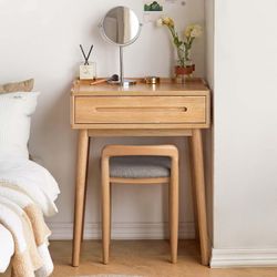 24" 100% FAS Solid Wood Natural Wood Vanity / Writing Desk / Make Up Table [NEW IN BOX] **Retails for $219  <Some Assembly Req> 