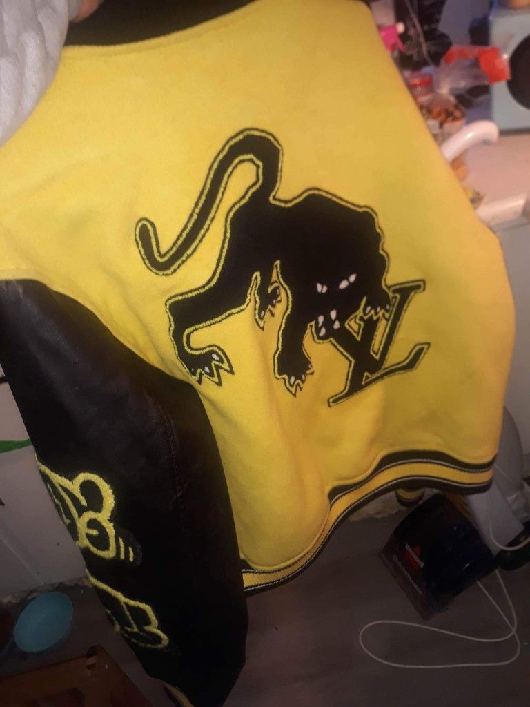 Louis Vuitton Black And Yellow Letterman Jacket for Sale in Nitro