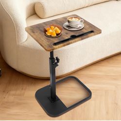 jessie Tv Tray Table, Adjustable Tray Table for Couch 360° Swivel C Shaped End Table with Phone Tablet Slot for Living Room, Sofa, Bedside, Bathroom