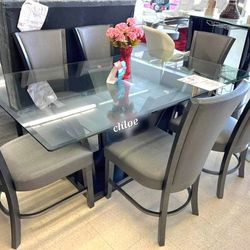 
••ASK DISCOUNT COUPOn 🍬A lot of  counter Height set /Have Delivery/ sectional table buffet chairs ■cml Gray Gray Dining Room Set 