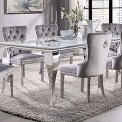 White Chrome Glass Dining Table ONLY Brand New In Box