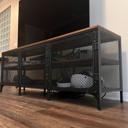 Metal And Wooden TV Bench and Storage Table