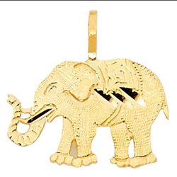 14K Italian Gold Elephant Animal Flat Small Charm Pendant