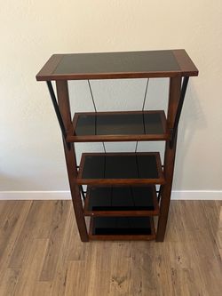 5-Tier Wood and Glass Shelf Unit