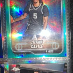 2024-25 Topps Chrome Basketballl Stephon Castle RC #122 Aqua Refractor 111/199