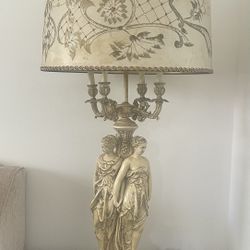 1960’s Three Graces, Greek Goddess Lamps Pair (Vintage) With Original Shades