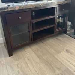 TV cabinet. Solid Wood With Granite Top.