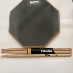 Evans Drum Pad + New Promark Drum Sticks