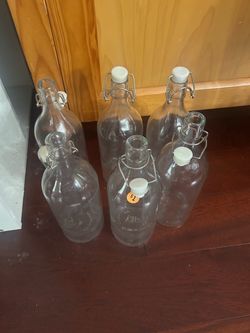 Clear Glass Swing Top Bottles Set of 6