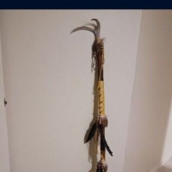 Native American Medicine Elk Horne Wood Stick 5' Long