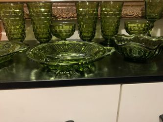 Vintage Avocado Green Glassware