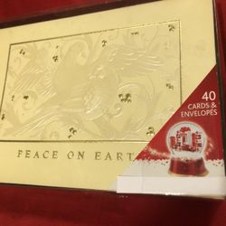 40 HOLIDAY CARDS & GOLD ENVELOPES 