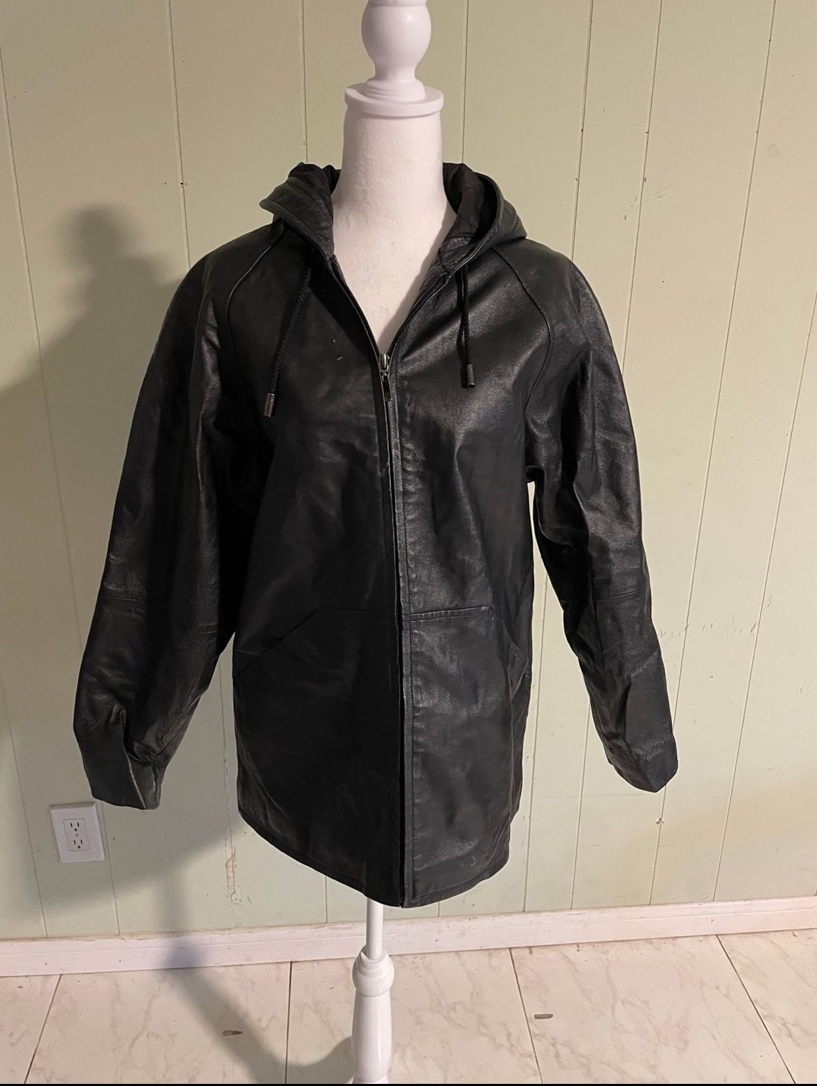 Women’s Leather Jacket With Hoodie 