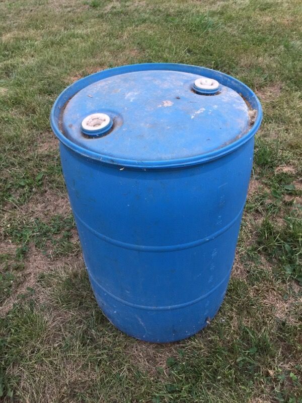 Blue 50 gallon barrel