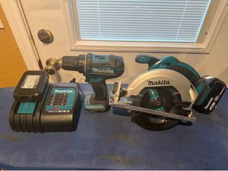 Makita 18v saw and 18v drill with battery and charger