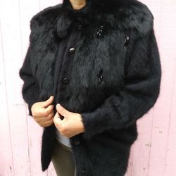 Black Mohair Fuzzy Cardigan Sweater Vintage 80/90's