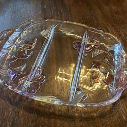 Mikasa Crystal Divided Tray – 16” Floral Serving Dish