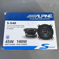 Alpine S-S40 4” Coaxial 2-Way Car Speakers (Pair)