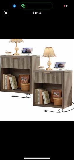 Nightstand set of 2 wood
