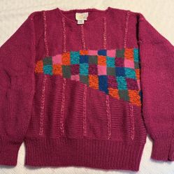 Lily Of California Fuchsia Vintage Sweater L