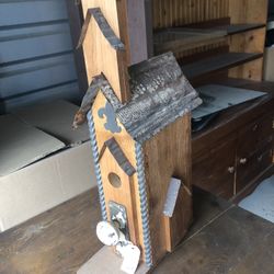 Custom Built Cedar Birdhouse. Antique Door Knob. 