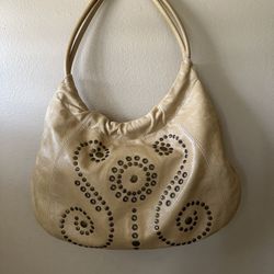 Franco Sarto Tan/Beige Designer Leather Shoulder Bag 