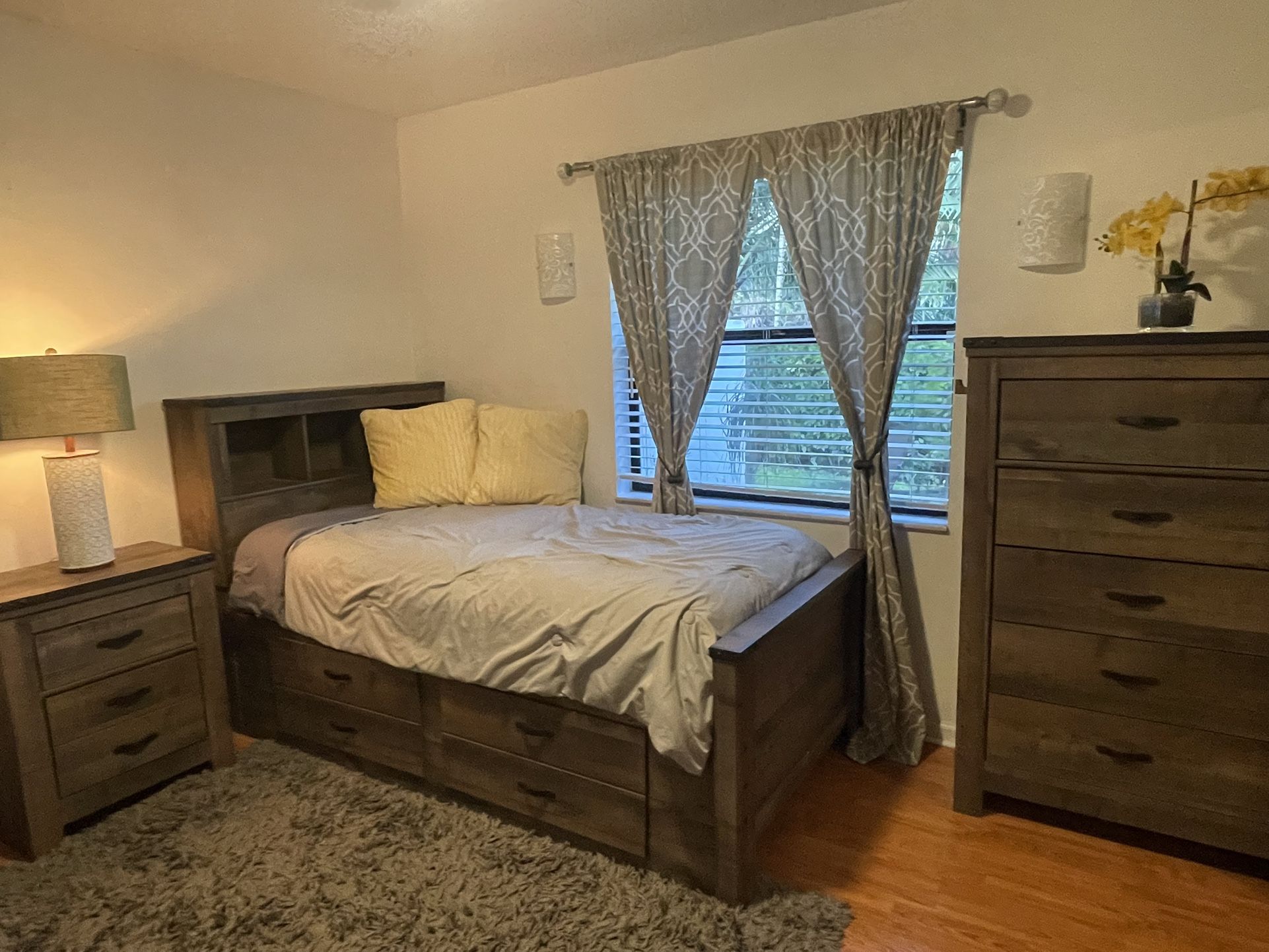 Sertapedic twin bedroom set - bed, mattress, nightstand and dresser