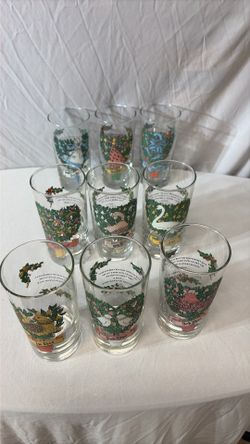 Vintage Incomplete collectible 12 days of Christmas glasses
