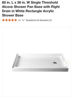 SB6036R 60 in. L x 36 in. W Single Threshold Alcove Shower Pan Base with Right Drain