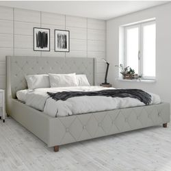 new inbox platform king size bed linen light gray mattress not included 