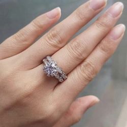 Sterling Silver Diamond Ring Set 