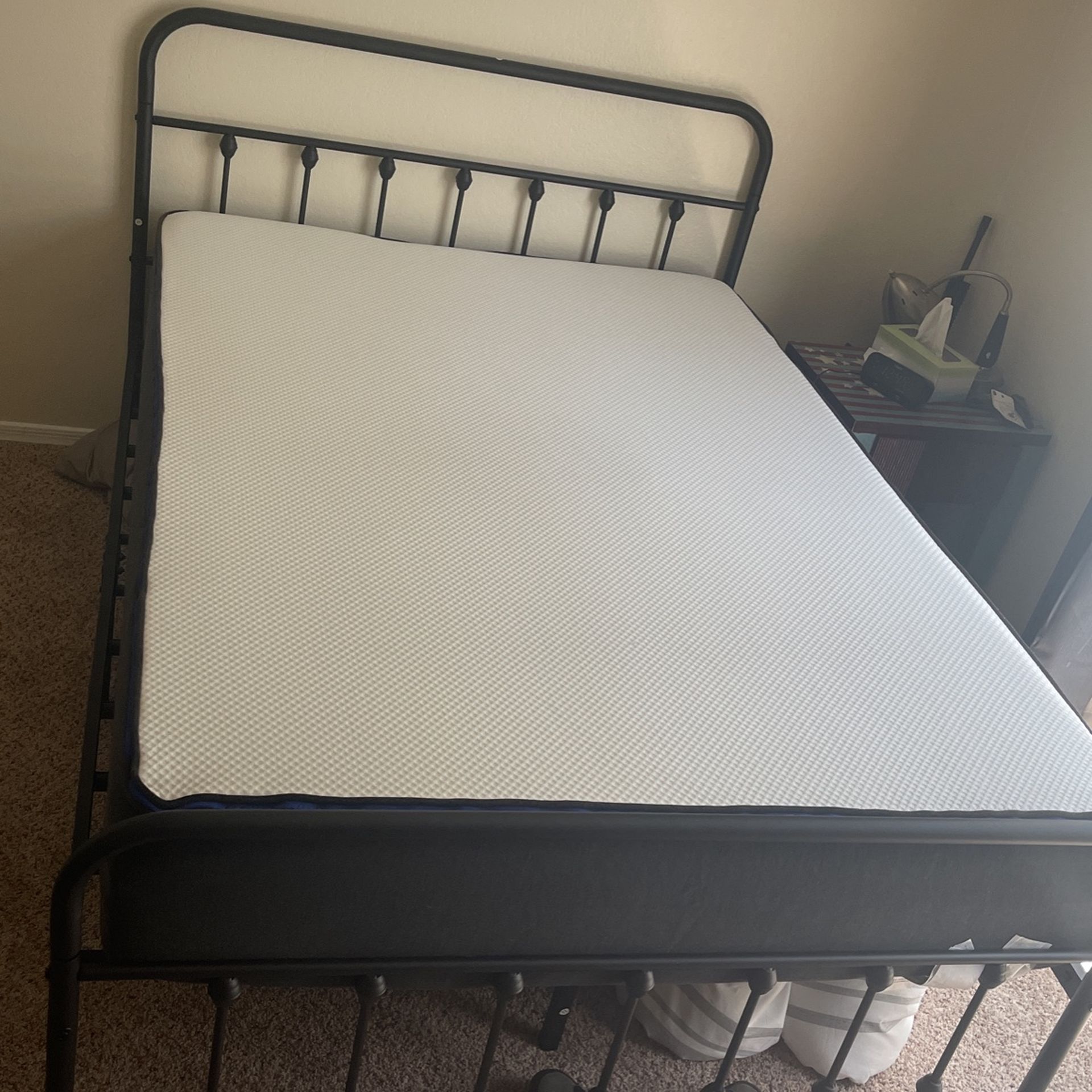 New Nectar Full Mattress and Black Metal Frame 