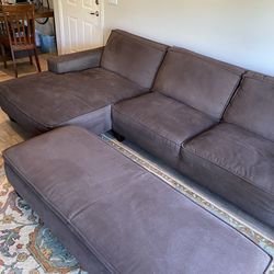 Brown Sectional Couch With Ottoman