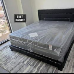 New KING SIZE BED FRAME WITH MATTRESS And Box spring Set // FREE DELIVERY GRATIS // CAMA KING NUEVA CON COLCHONES 