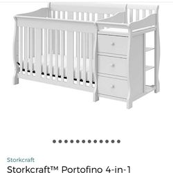Stork Craft Portfolio 4 in 1 Fixed Side Convertible Crib Changer , White 