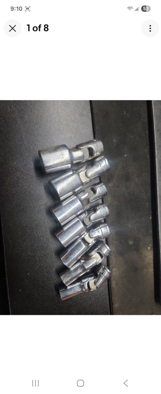 Snap On 7 Pc Set 207FSU 3/8 Drive SAE Universal Swivel Socket Set 3/8 - 3/4