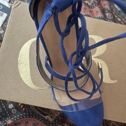 Blue suede heels