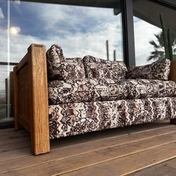 Vintage Wood-Framed Loveseat 