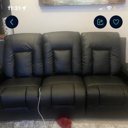 Couch Manuel Recliner Faux Leather 