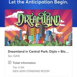 2 Dreamland Tickets - Diplo @ Central Park 