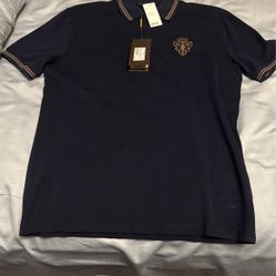 Gucci Polo New With Tags Size Large Blue Gold Trim